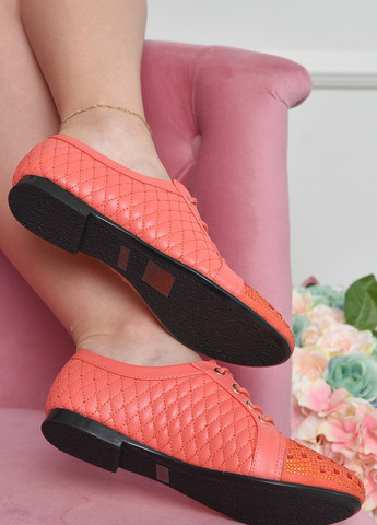 Туфлі жіночі коралового кольору на шнурівці Let's Shop (259316780)