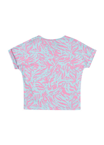 Комбинированная летняя футболка "зебра розово-бирюзовая" KRAKO