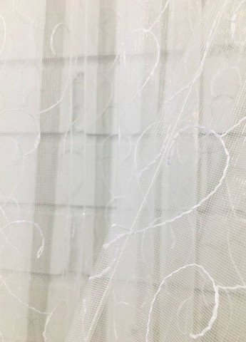 Готовий білий тюль сітка фатін з вишивкою на тасьмі 300х250 см No Brand (260339962)
