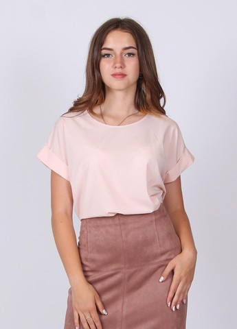 Персикова літня блузка жіноча 539 однотонний софт персикова Актуаль