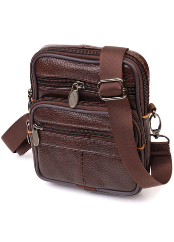 Компактная сумка мужская на пояс из натуральной кожи 21484 Коричневая Vintage (260360815)