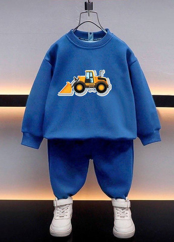 Синий детский костюм с трактором синий No Brand
