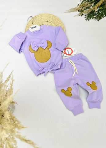 Фиолетовый демисезонный костюм для девочек "мишка с бантом" Murat baby