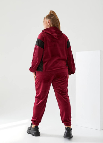 Жіночий спортивний костюм з велюру колір бордовий р.48/50 440494 New Trend (261486537)