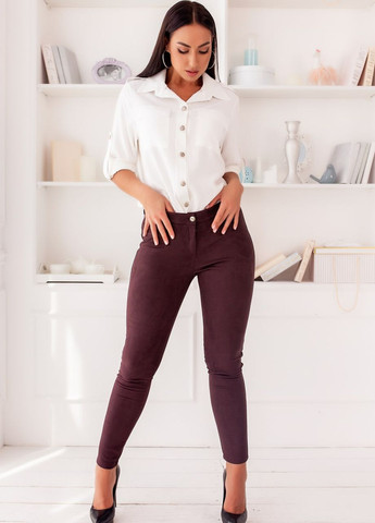 Женские облегающие замшеве брюки цвет шоколад р.56/58 445145 New Trend - (268984254)