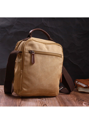Мужская сумка почтальонка на плечо из плотного текстиля 22229 Песочный Vintage (267948769)
