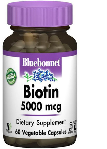 Biotin 5000 mcg 120 Veg Caps BLB0448 Bluebonnet Nutrition (257342579)