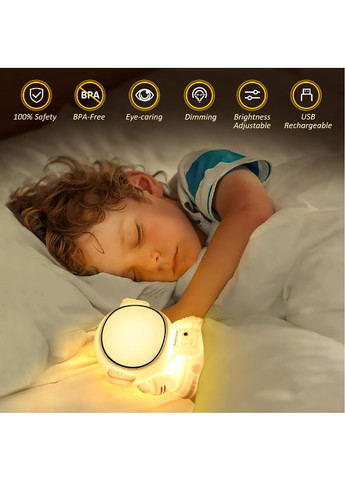 Детский силиконовый светильник ночник лампа игрушка на аккумуляторе 1200 мАч 7 цветов (475686-Prob) Космонавт белый Unbranded (269993129)