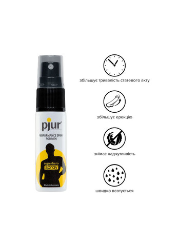 Пролонгирующий спрей Superhero Spray 20 мл, впитывается в кожу, натуральные компоненты Pjur (277235641)