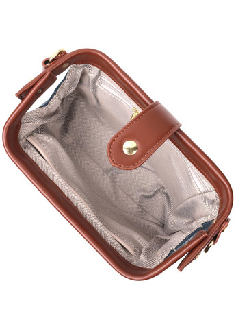 Оригінальний шкіряний клатч у модному кольорі з цікавою клямкою 22428 Синій Vintage (276457654)