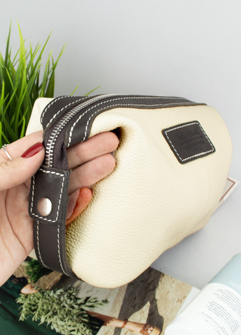 Косметичка жіноча велика шкіряна 064 MBr молочно-коричнева Tom Stone (257490906)