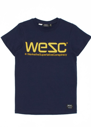 Темно-синяя футболка basic,темно-синий с принтом желтый, Wesc