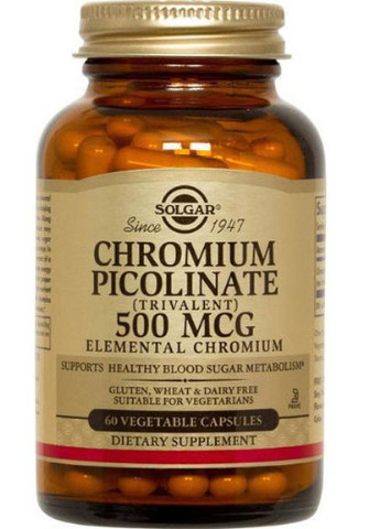 Chromium Picolinate 500 mcg 60 Veg Caps Solgar (256722732)
