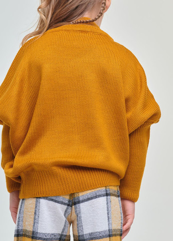 Жовтий демісезонний в'язаний светр для дівчинки темно-жовтий джемпер Yumster
