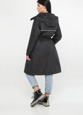 Черная демисезонная удлиненная куртка женская демисезонная SK