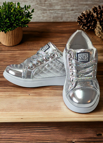 Срібні осінні кросівки дитячі для дівчинки 3050 csck. s CSCK.S