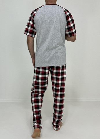 Пижама мужская Nico футболка + штаны в клетку 58-60 Серая 83676857-3 Triko (276708877)