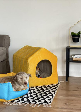 Лежак для собак та котів до 10 кг. Серія Крим "Мушля" . Жовто-блакитний VseVporyadke (259500526)