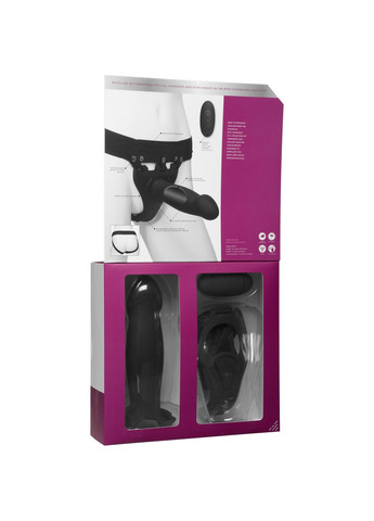 Страпон унісекс Doc Johnson Body Extensions – Be Risque, вібрація, пульт керування, порожня насадка ADDICTION (258470886)