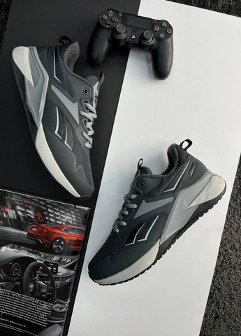 Серые демисезонные кроссовки мужские, вьетнам Reebok Nano X2 Fleece Dark Gray White