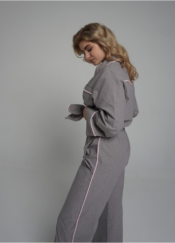 Светло-серая всесезон костюм хлопок рубашка + брюки Lavlia