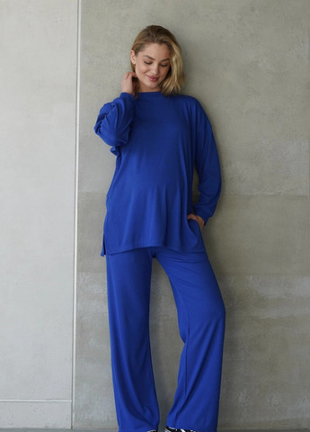 Спортивний костюм для вагітних синій oversize крою однотонний трикотажний To Be (257856282)