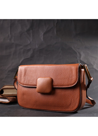 Модная сумка с жестким каркасом из натуральной кожи 22390 Коричневая Vintage (276461771)
