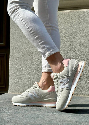 Кросовки реплика 574 Gray Pink Vakko серые демисезоны (265913097)