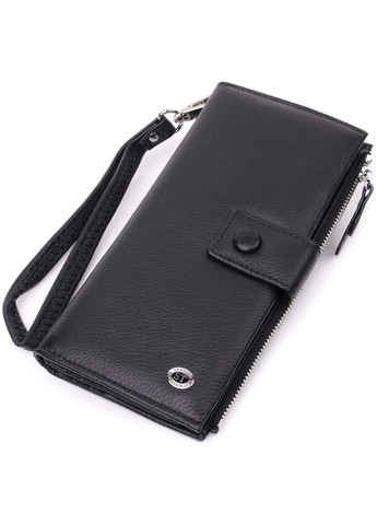 Лаконичный женский вертикальный кошелек-клатч из натуральной кожи 22537 Черный st leather (277980459)