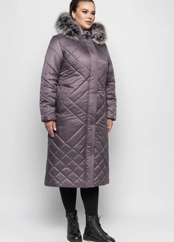 Лиловая зимняя женская куртка большого размера зимняя SK