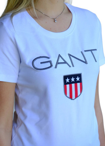 Белая летняя футболка женская с коротким рукавом Gant