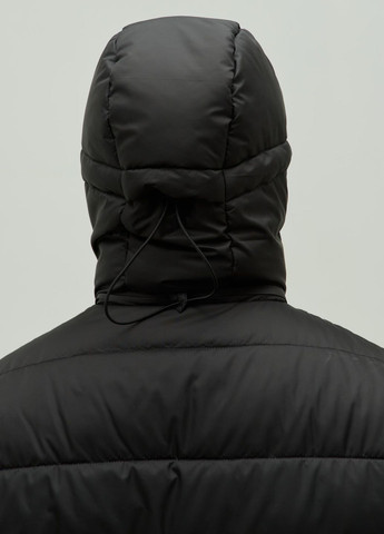 Чорна демісезонна куртка шел на біопуху з капюшоном Vakko