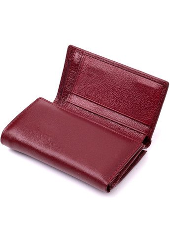 Симпатичний жіночий гаманець у три складання з натуральної шкіри 19470 Бордовий st leather (277980513)