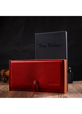 Яскравий жіночий клатч з двома блоками для кредитних карток з натуральної шкіри 21985 Червоний Tony Bellucci (262158814)
