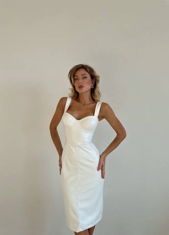 Білий женское платье из ко кожи цвет белй р.42/44 448404 New Trend