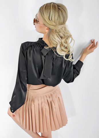 Чорна блузи красива шовкова блуза (4748) Lemanta