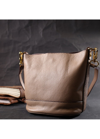 Женская сумка с автономной косметичкой внутри из натуральной кожи 22364 Бежевая Vintage (276457617)