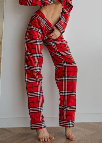 Красная женская пижама байка liza цвет красно-белый р.l 443835 New Trend