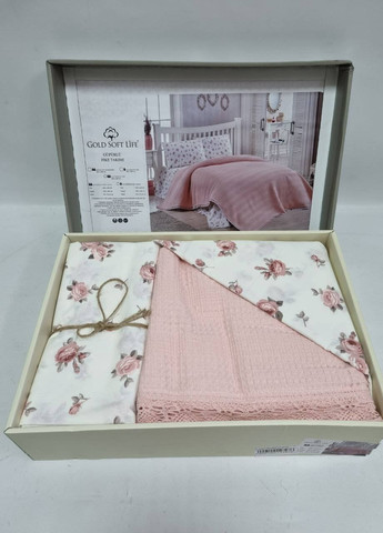 Двоспальний Євро комплект з покривалом-піке Pink Gold Soft Life (259131477)