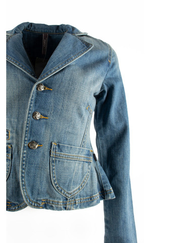 Синяя летняя джинсовый женский пиджак голубой 1-600210 ClaMal