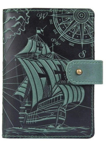 Обложка для паспорта из кожи «Discoveries» PB-02/1 Shabby Alga Темно-зеленый Hi Art (268371592)