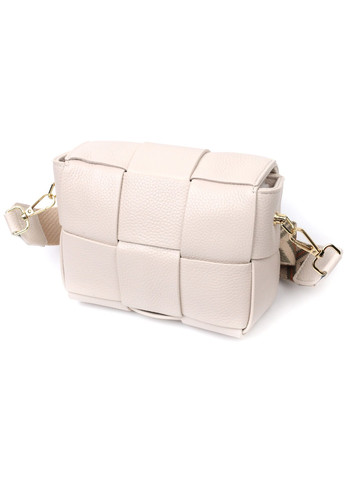 Вечерняя женская сумка с переплетами из натуральной кожи 22311 Белая Vintage (276461813)