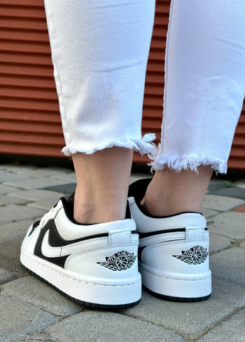 Кросівки репліка Jordan Low White Black Vakko чорно-білі демісезони (265327780)