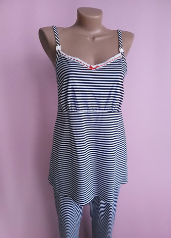 Синяя пижама для кормления майка и брюки в полоску синяя Blooming Marvellous