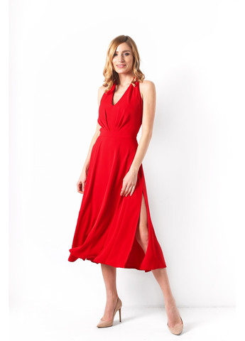 Червона коктейльна коктейльна, червона сукня з шовку шарлотта від BYURSE однотонна