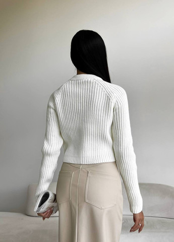 Женский свитер с текстурным узором цвет молочный р.42/46 441952 New Trend (263133743)