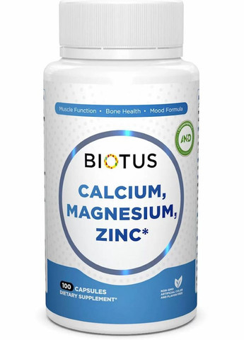Calcium Magnesium Zinc with Vitamin D3 100 Caps BIO-530999 Biotus (257252829)