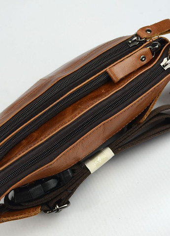 Коричневая нагрудная кожаная сумка бананка через плечо, поясная маленькая сумочка из натуральной кожи No Brand (268219299)