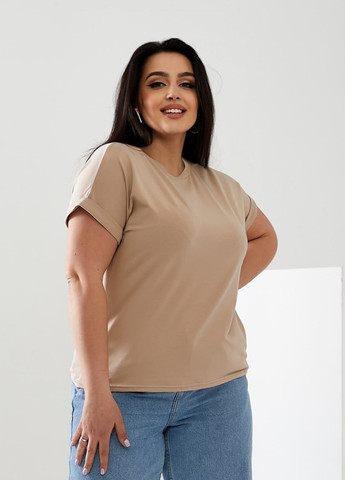 Бежева жіноча футболка колір бежевий р.42/46 432369 New Trend