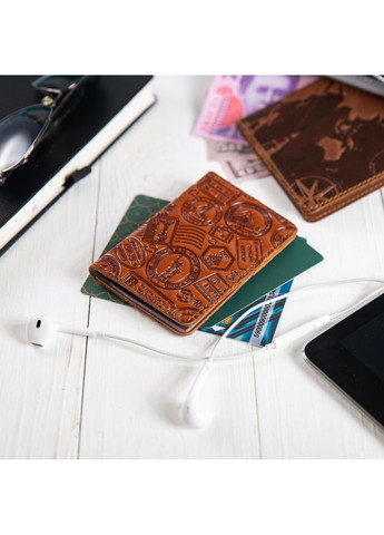 Обкладинка для документів зі шкіри HiArt AD-03 Crystal Amber Let's Go Travel Рудий Hi Art (268371415)